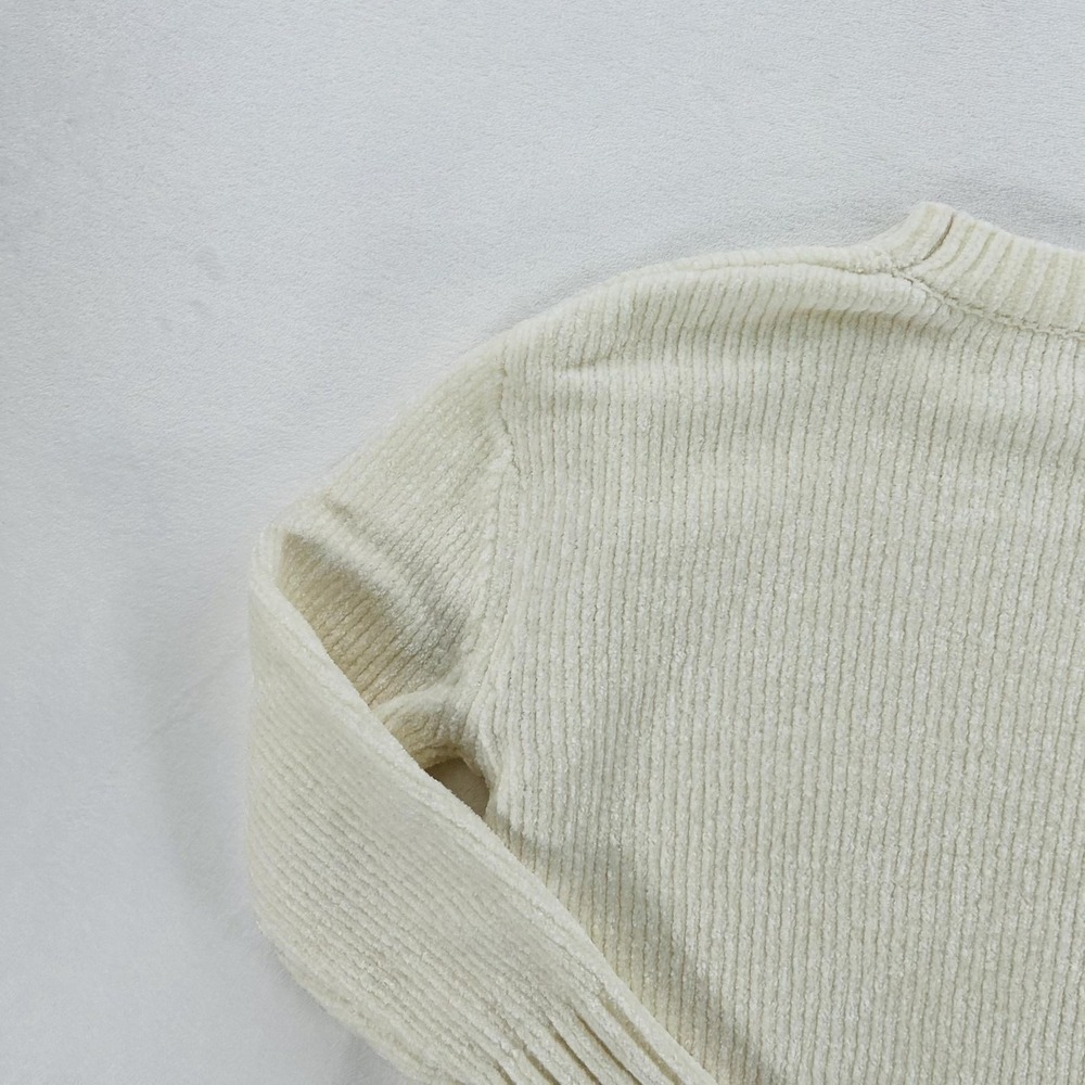 Christian Siriano Sweater Womens Small White Ribbed Knit Crewneck Pullover Soft - Picture 13 of 16